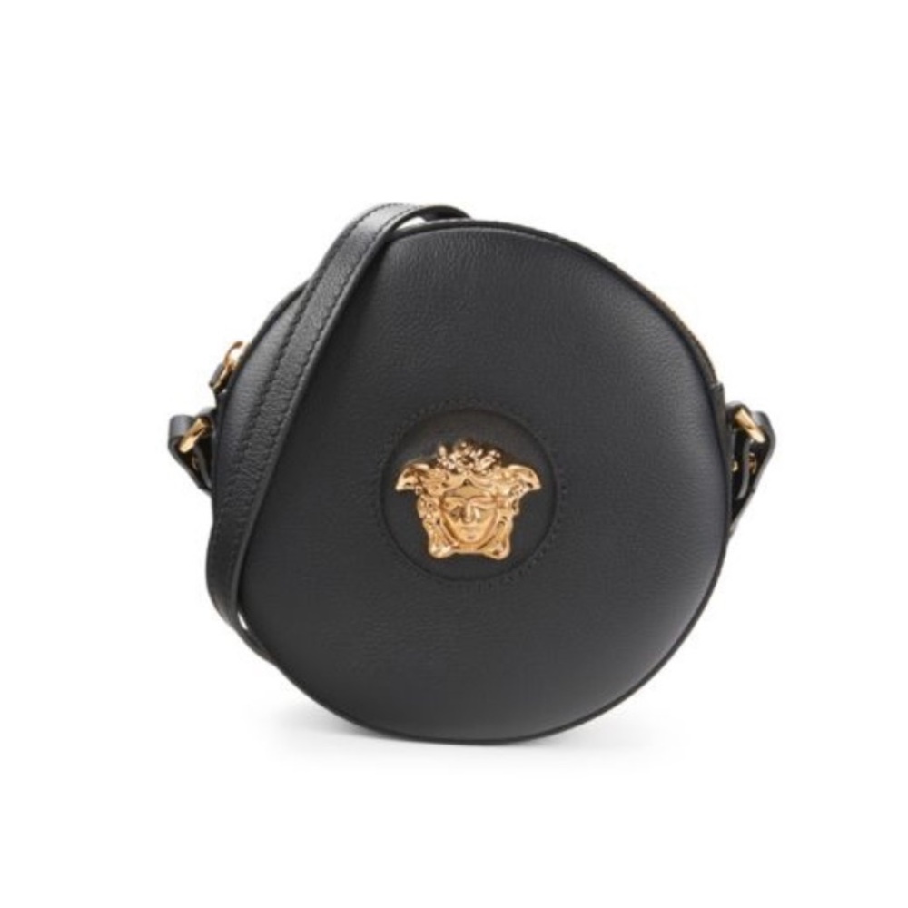 Versace Medusa Leather Round Crossbody Bag